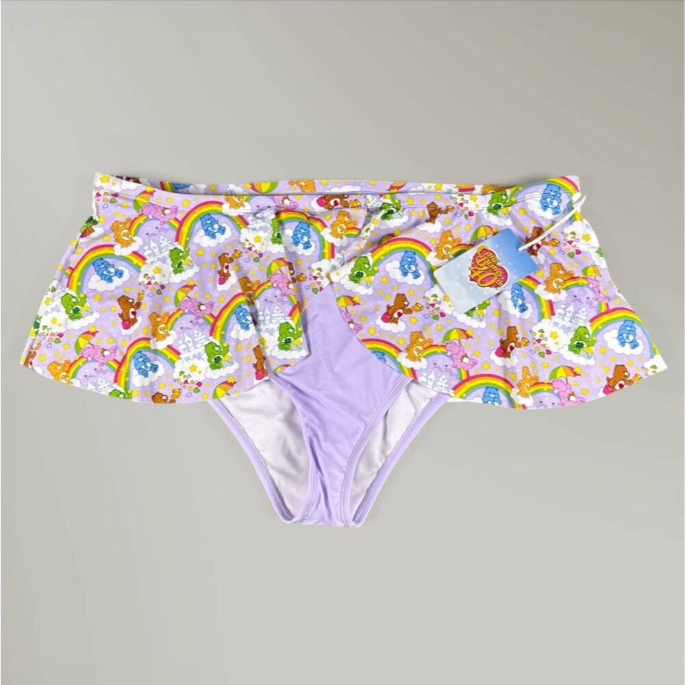 NWT Care Bears Character Skirted Swim Suit Bottom Purple Rainbows Plus Size 3